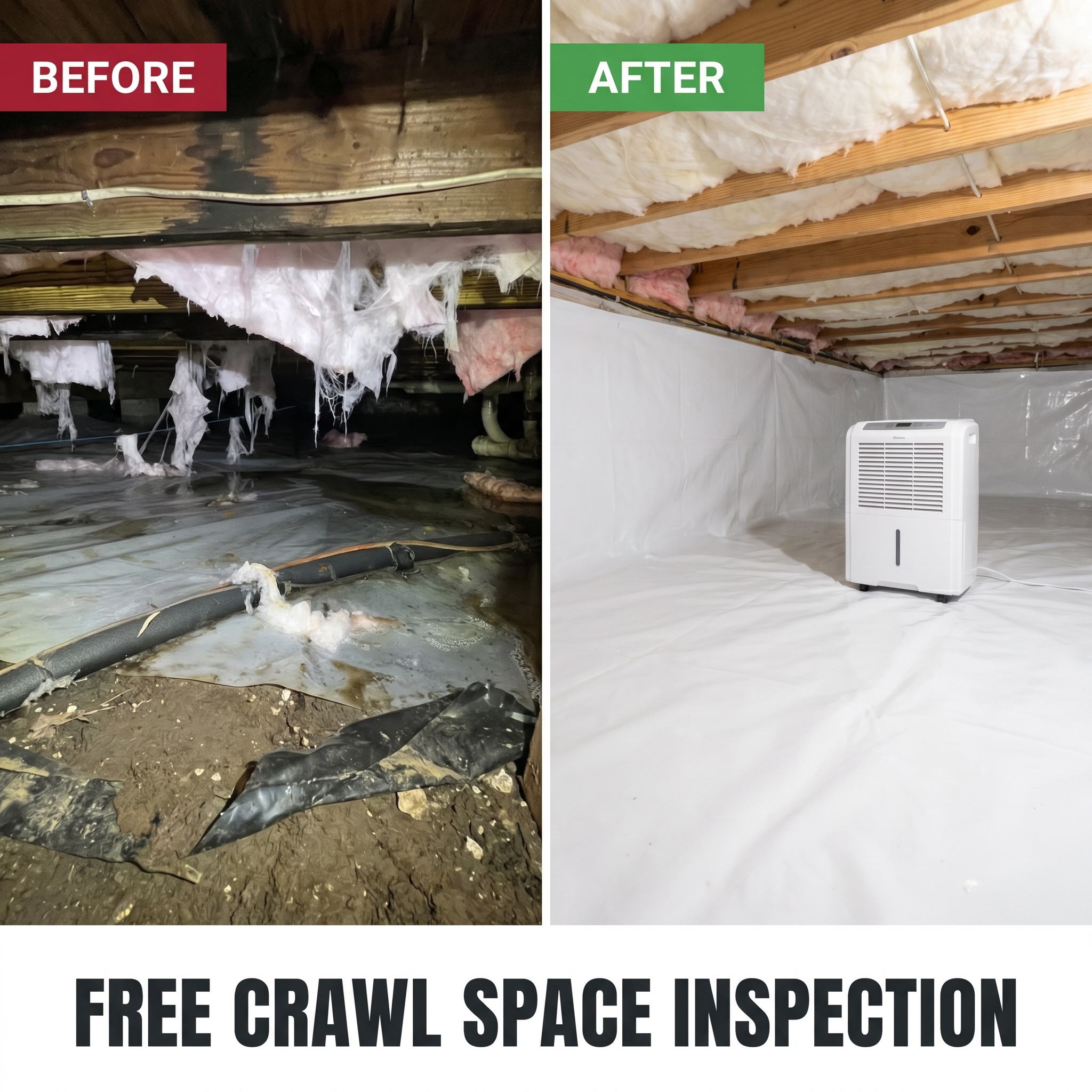 Before and after crawl space ad