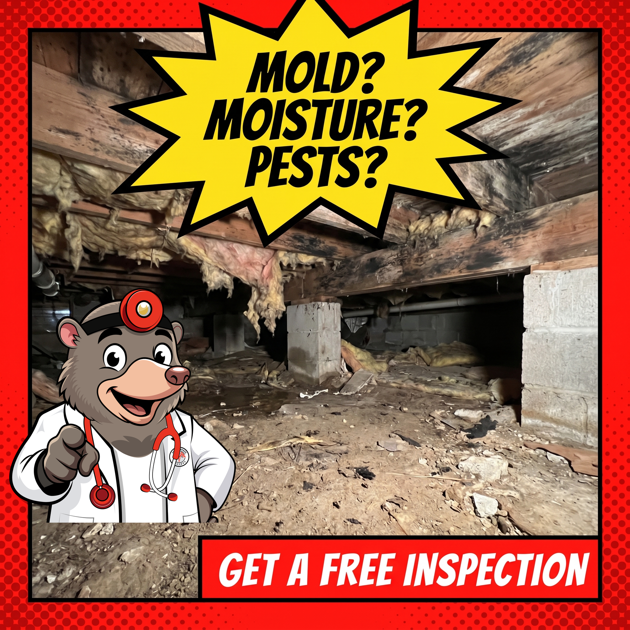 Comic pop-art crawl space ad variant