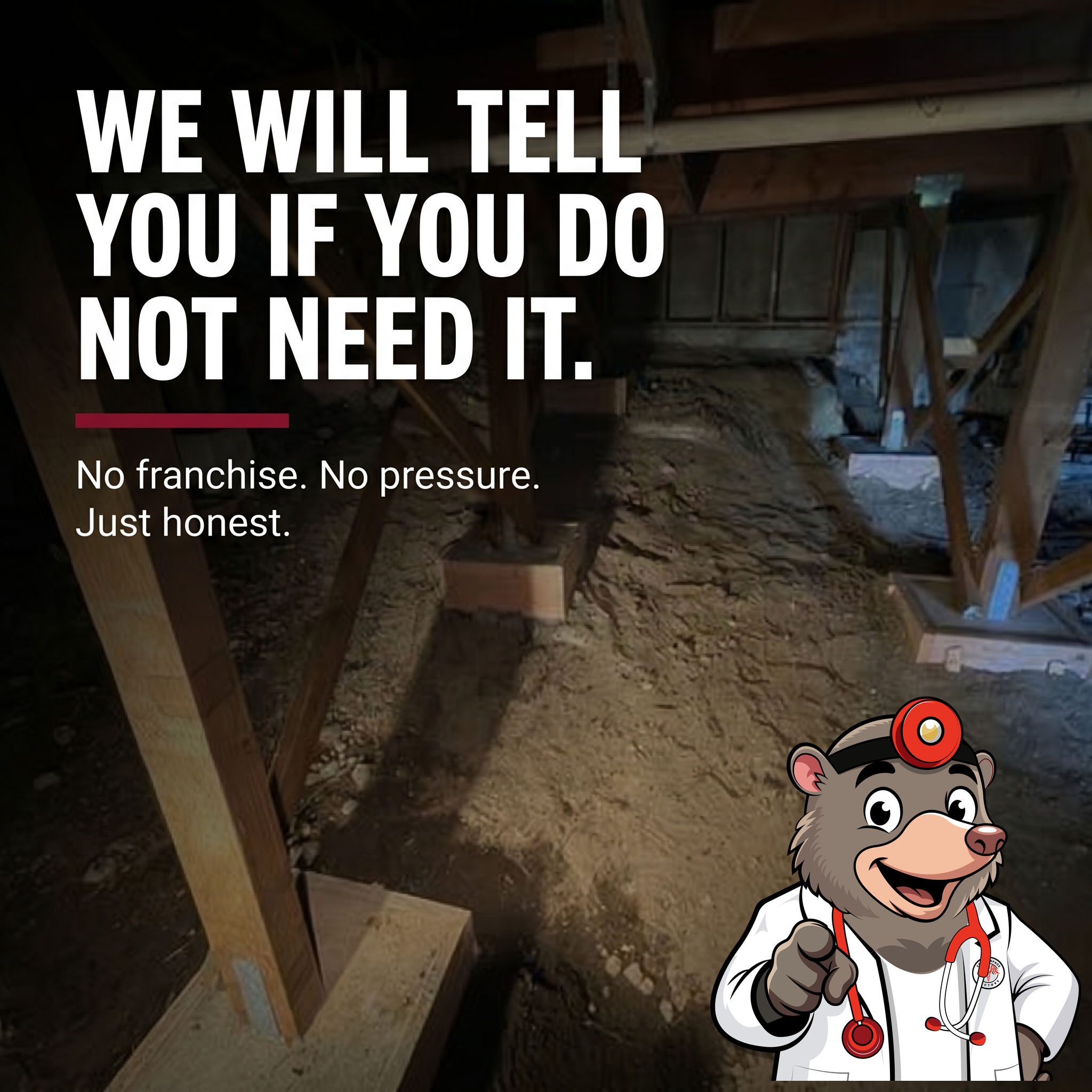 Honesty wedge crawl space ad