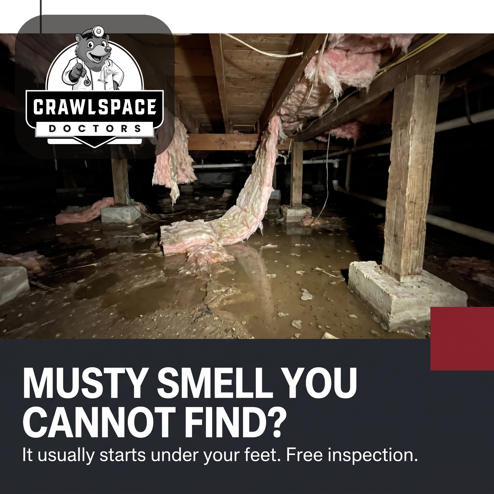 Raw musty smell crawl space ad